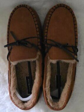 Club Room Mens Faux-Suede Moccasin Slip Tan